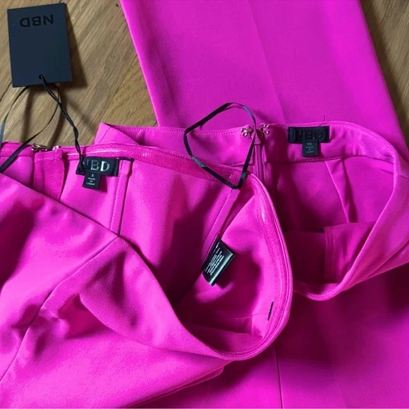 NWT NBD Topaz Bando top and pants set in fuchsia pink - Picture 4 of 6